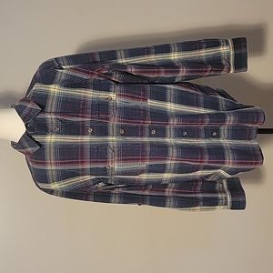 Woolrich Mens Button Down Long Sleeve Shirt Red Blue‎ Plaid Medium